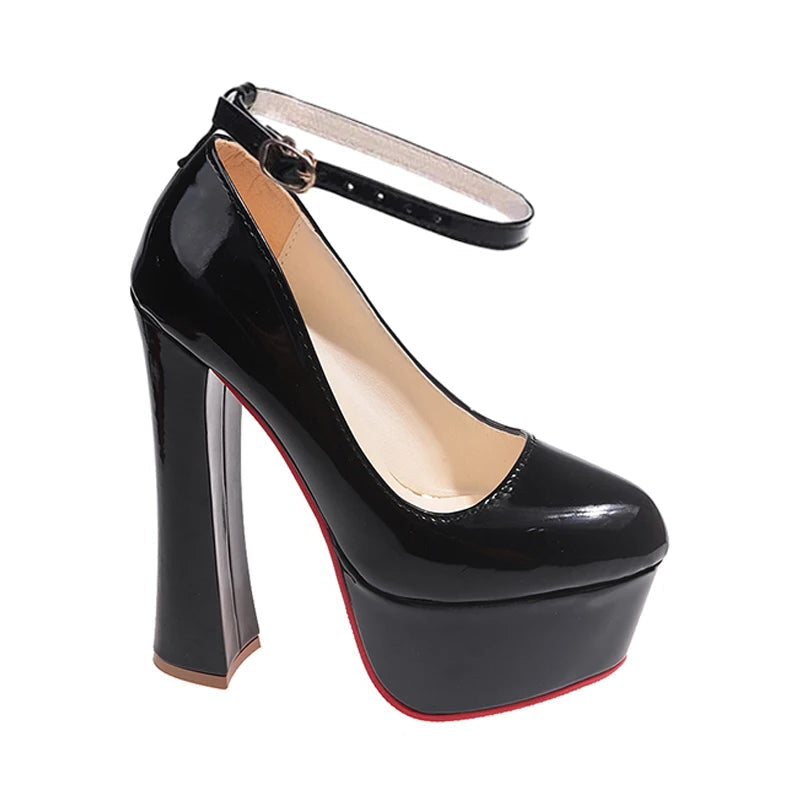 16 cm (6.3 inches) Black Platform Heels | Thick Bottom High Heels for Women - My Taller Self