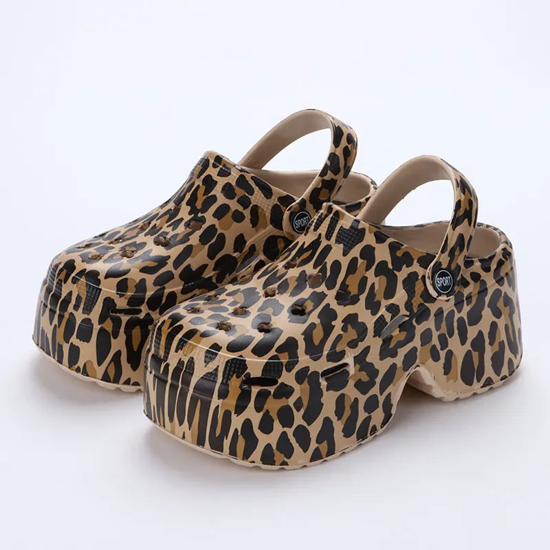 8 cm (3.1 inches) Leopard Platform Clogs | Thick Botton Slippers for Women & Men - My Taller Self