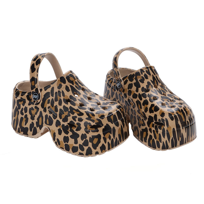 8 cm (3.1 inches) Leopard Platform Clogs | Thick Botton Slippers for Women & Men - My Taller Self