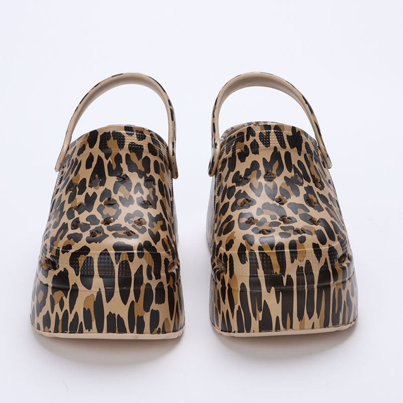 8 cm (3.1 inches) Leopard Platform Clogs | Thick Botton Slippers for Women & Men - My Taller Self