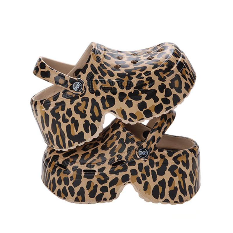 8 cm (3.1 inches) Leopard Platform Clogs | Thick Botton Slippers for Women & Men - My Taller Self