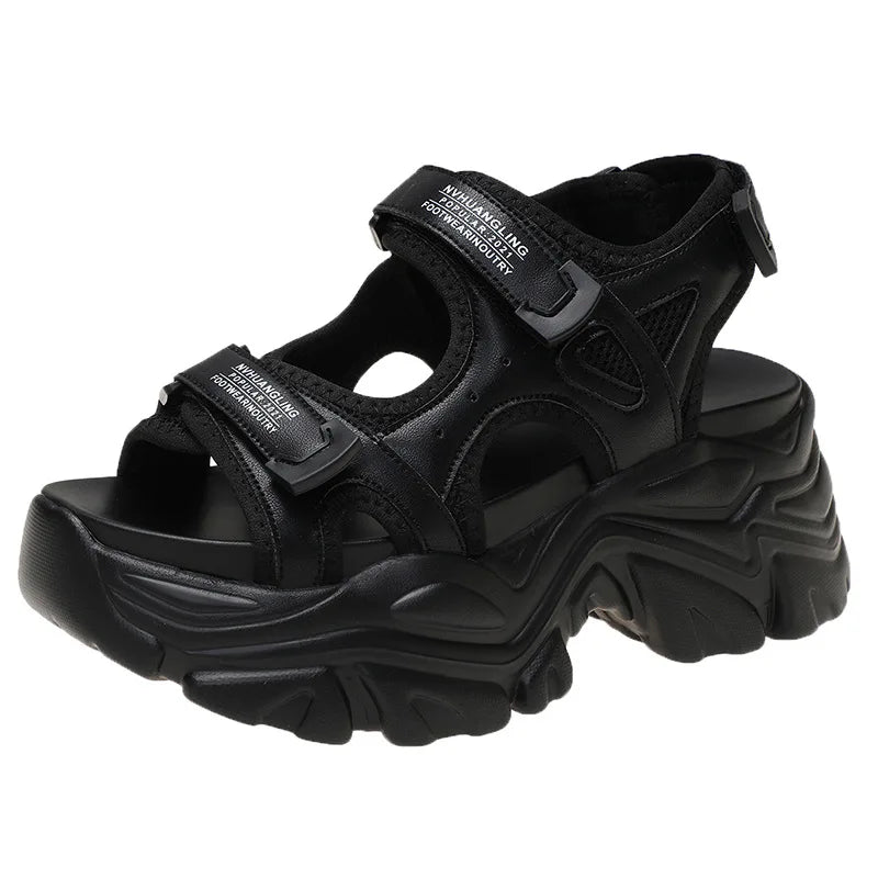 Black Platform Sandals | 7 cm (2.8 inches) Thick Sole - My Taller Self